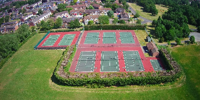 Aerial view of tennis club grounds